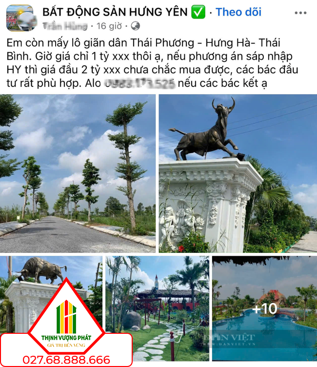 Không khó để tìm môi giới đăng tin sáp nhập. Chẳng hạn như đất nền khu vực Thái Bình được rao bán giá 1,xx tỷ đồng, hứa hẹn sau khi sáp nhập vào Hưng Yên thì gía sẽ trên 2,xx tỷ đồng.